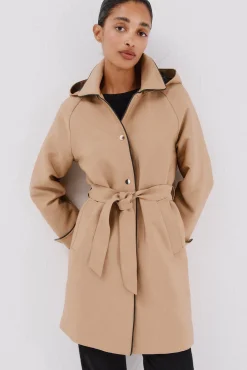 Mujer Cortefiel Gabardinas|Abrigos>Gabardina satinada capucha desmontable