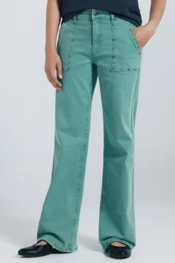 Mujer Springfield Vaqueros>Jeans culotte tachas
