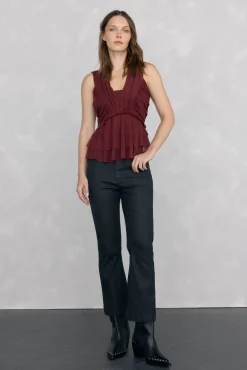 Mujer Pedro del Hierro Vaqueros|Pantalones>Jeans efecto cuero flare cropped basic