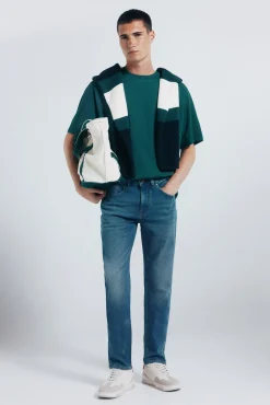 Hombre Springfield Vaqueros>Jeans en knit denim sobretintado slim fit