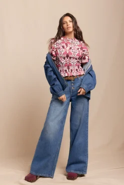 Mujer Slowlove Vaqueros|Pantalones>Jeans wide buttons