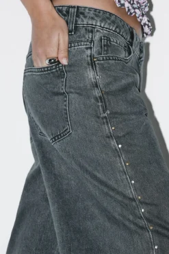 Mujer Springfield Vaqueros>Jeans wide tachas
