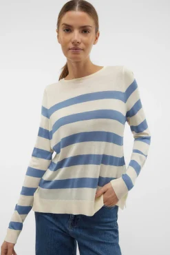 Mujer Vero Moda Jerséis>Jersey a rayas de mujer manga larga con cuello redondo