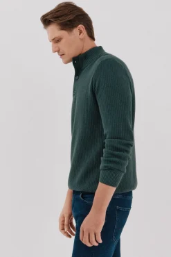 Hombre Cortefiel Jerséis>Jersey algodón estructura cuello alto con botones