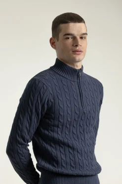 Hombre PuroEGO Jerséis>Jersey cable knit cuello mock