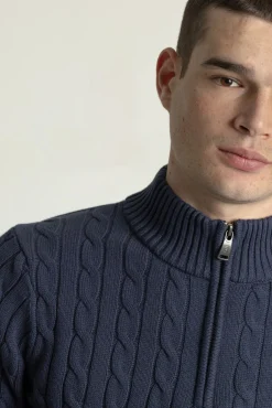 Hombre PuroEGO Jerséis>Jersey cable knit cuello mock