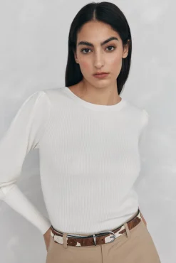 Mujer Pedro del Hierro Jerséis>Jersey canalé manga abullonada