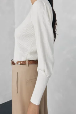 Mujer Pedro del Hierro Jerséis>Jersey canalé manga abullonada