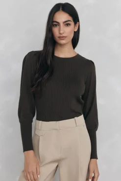 Mujer Pedro del Hierro Jerséis>Jersey canalé manga abullonada