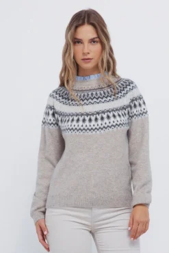 Mujer Springfield Jerséis>Jersey cenefa jacquard cuello combinado