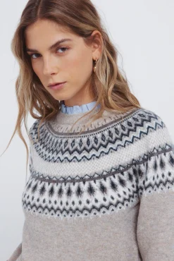 Mujer Springfield Jerséis>Jersey cenefa jacquard cuello combinado