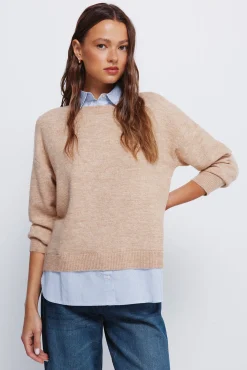 Mujer Springfield Jerséis>Jersey combinado camisero