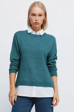 Mujer Springfield Jerséis>Jersey combinado camisero