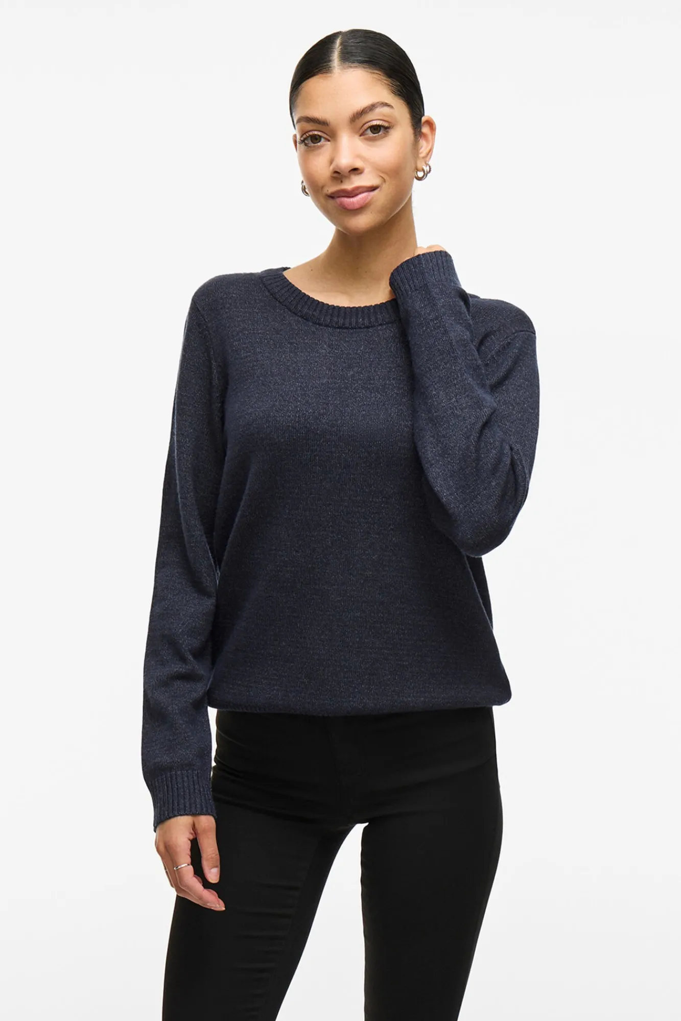 Mujer Vila Jerséis>Jersey con cuello redondo de viscosa