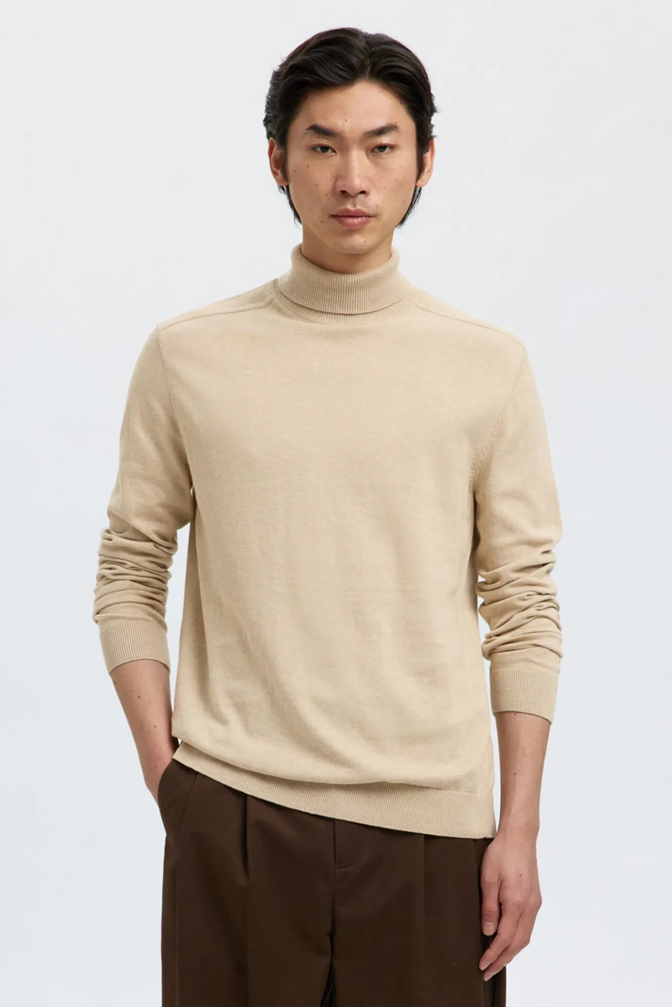 Hombre Selected Jerséis>Jersey cuello alto algodón orgánico