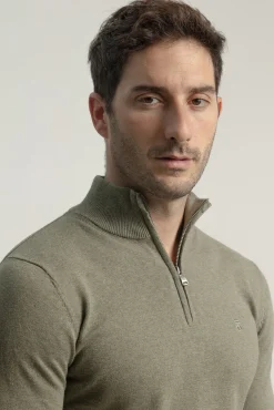 Hombre PuroEGO Jerséis>Jersey cuello mock cremallera