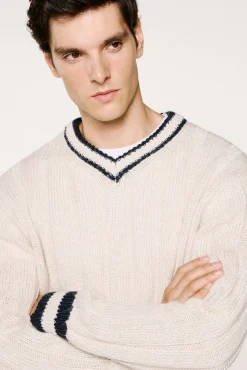 Hombre Selected Jerséis>Jersey cuello pico lana y alpaca