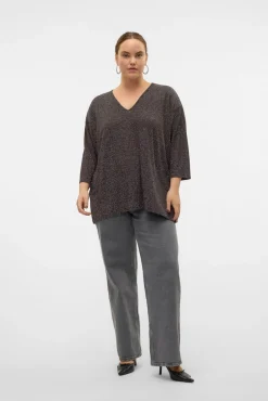 Mujer Vero Moda Curve Jerséis>Jersey cuello pico lúrex talla grande