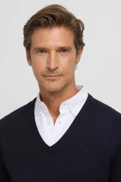 Hombre Silbon Jerséis>Jersey cuello pico retro