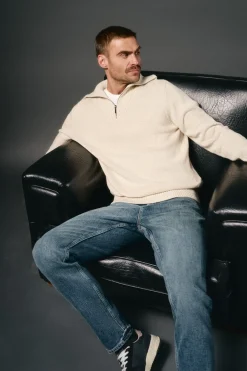 Hombre OOTO Jerséis>Jersey cuello polo cremallera algodón