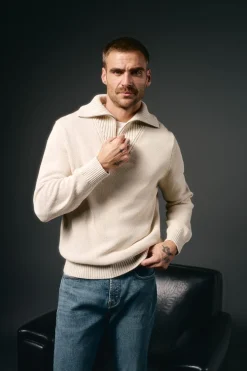 Hombre OOTO Jerséis>Jersey cuello polo cremallera algodón