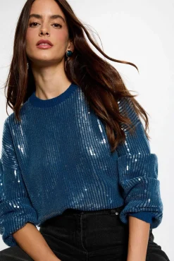 Mujer Morgan Jerséis>Jersey de lentejuelas cuello redondo