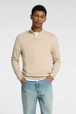 Hombre Selected Jerséis>Jersey de punto con media cremallera 100% algodón