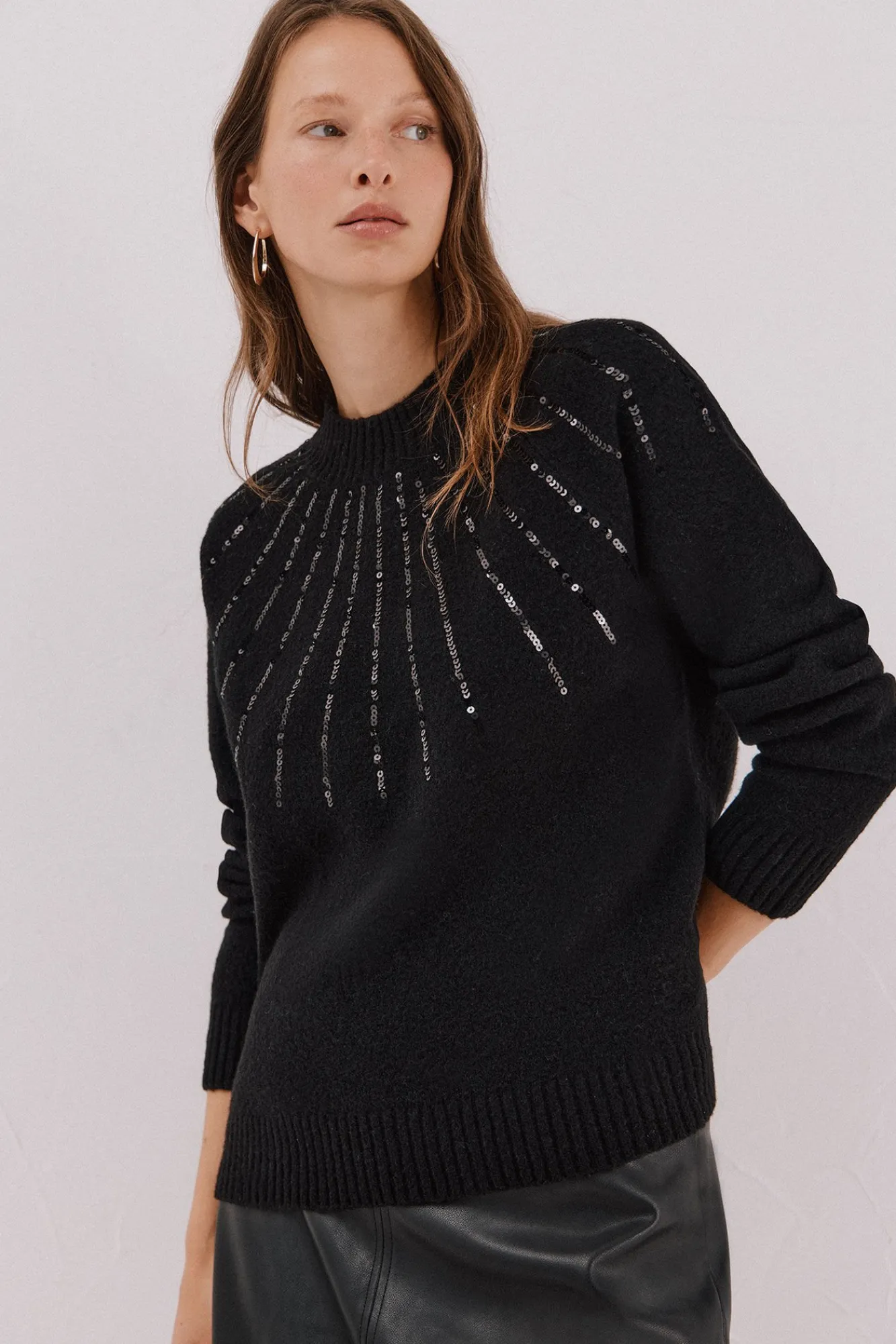 Mujer Cortefiel Jerséis>Jersey delantero lentejuelas.