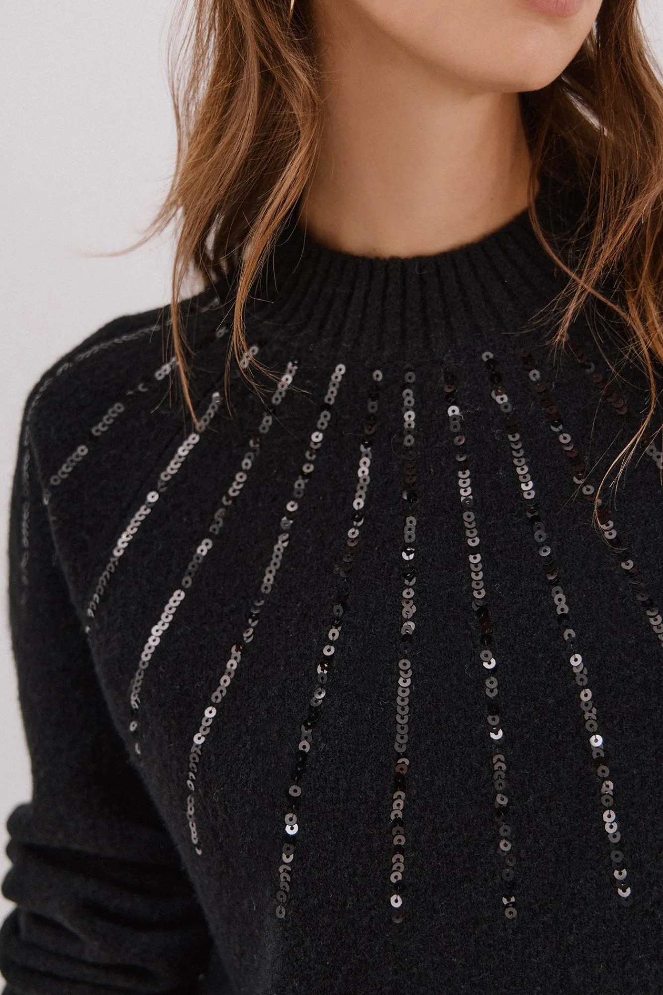 Mujer Cortefiel Jerséis>Jersey delantero lentejuelas.