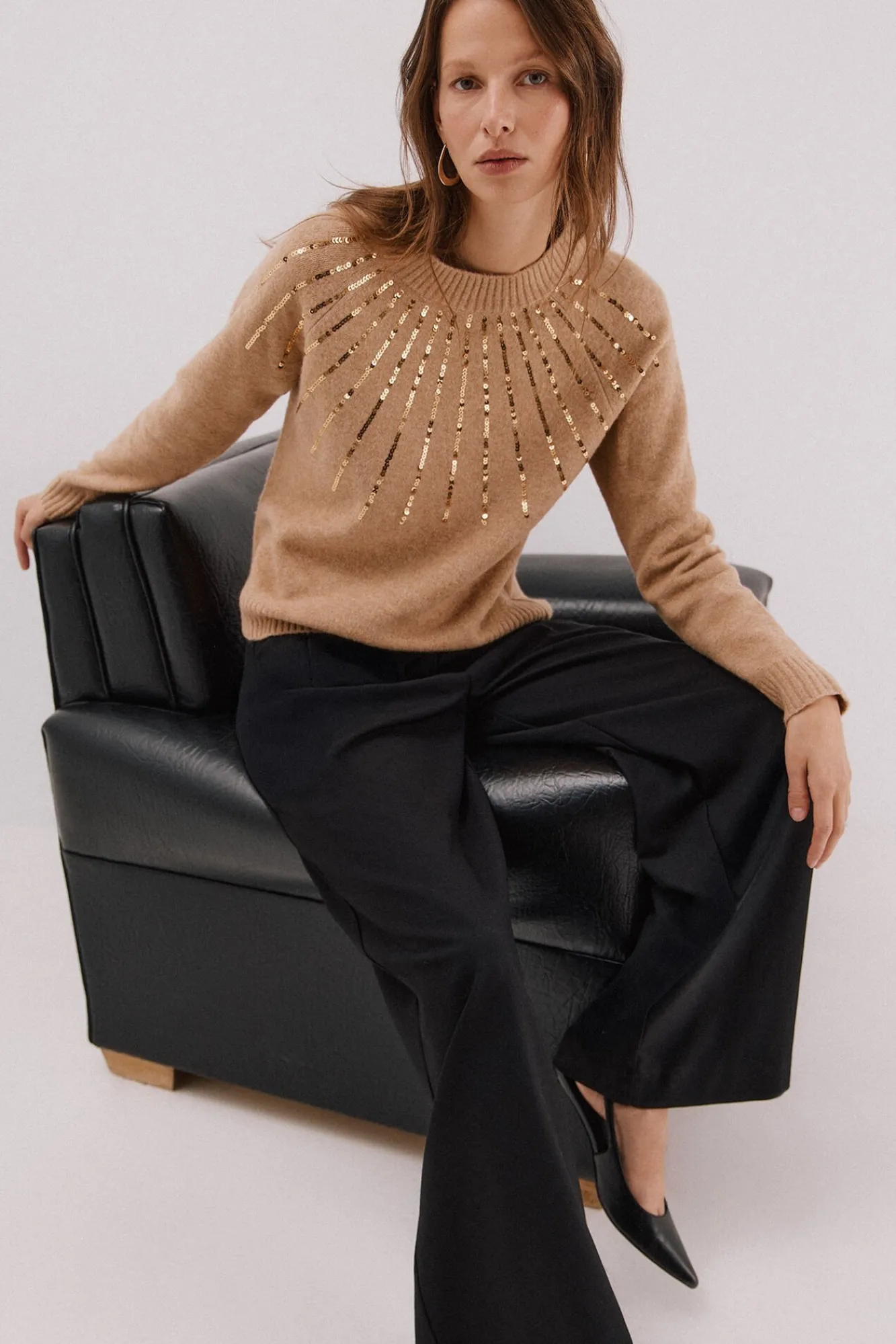 Mujer Cortefiel Jerséis>Jersey delantero lentejuelas.