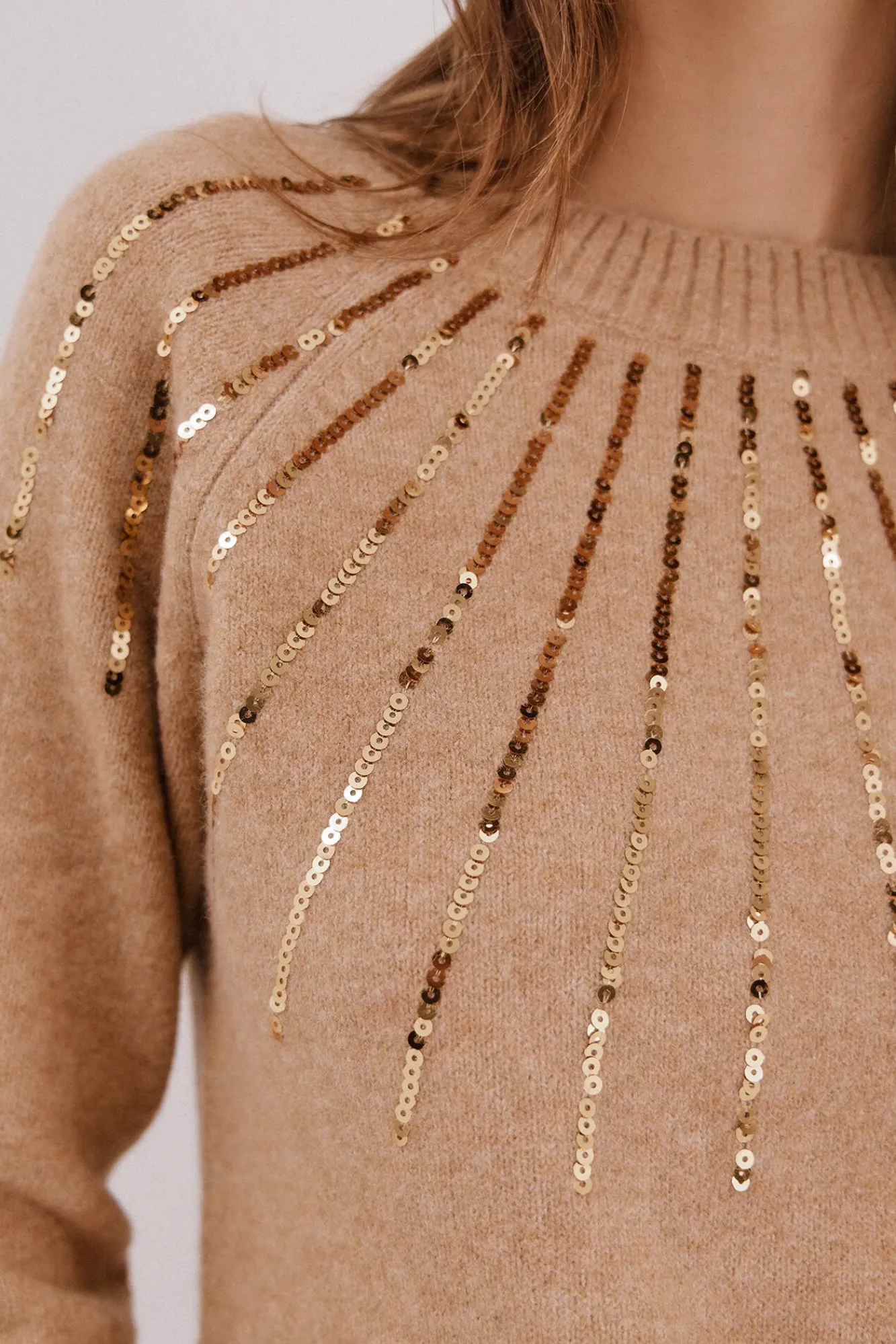 Mujer Cortefiel Jerséis>Jersey delantero lentejuelas.