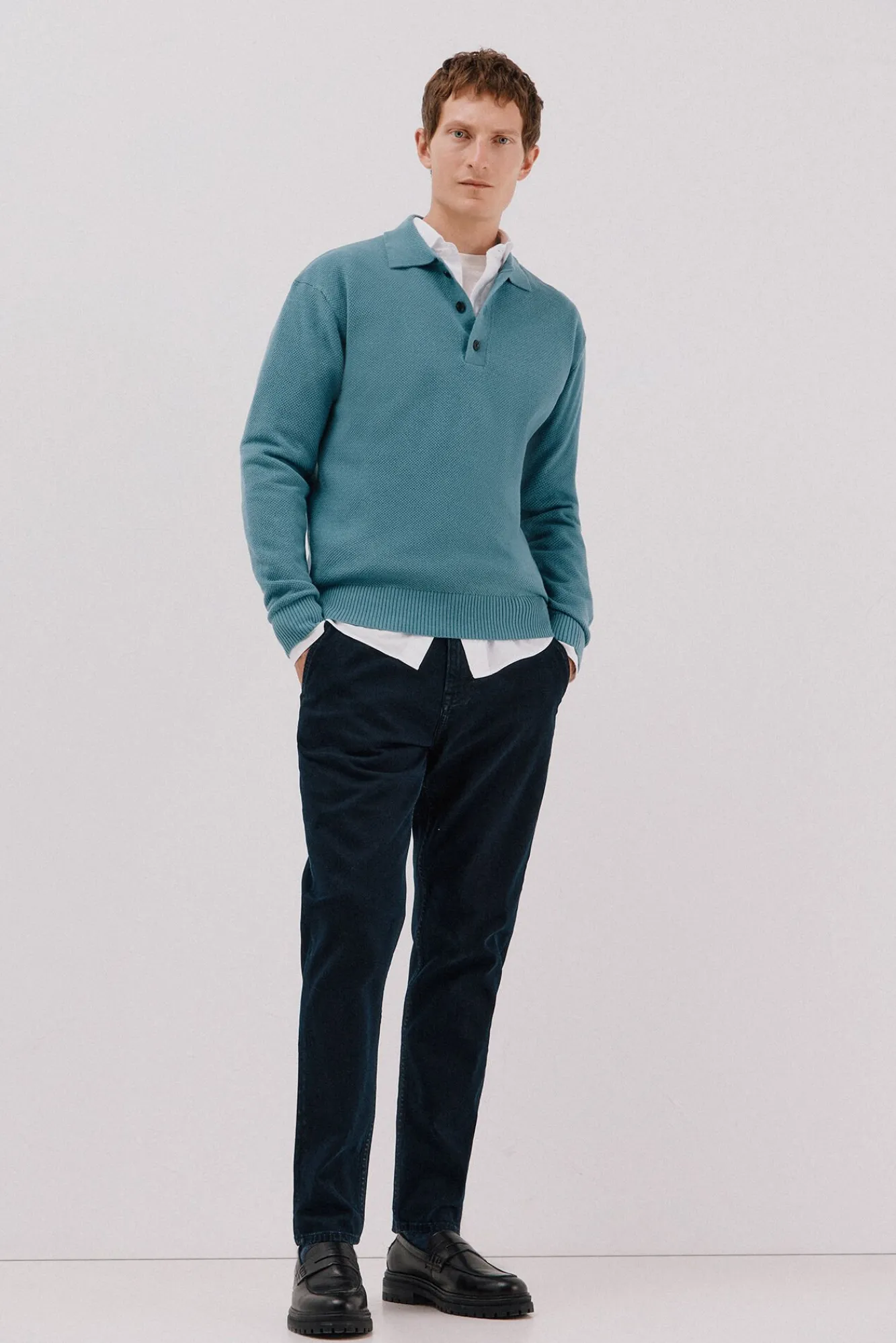 Hombre Cortefiel Jerséis>Jersey estructura lana cuello polo botones