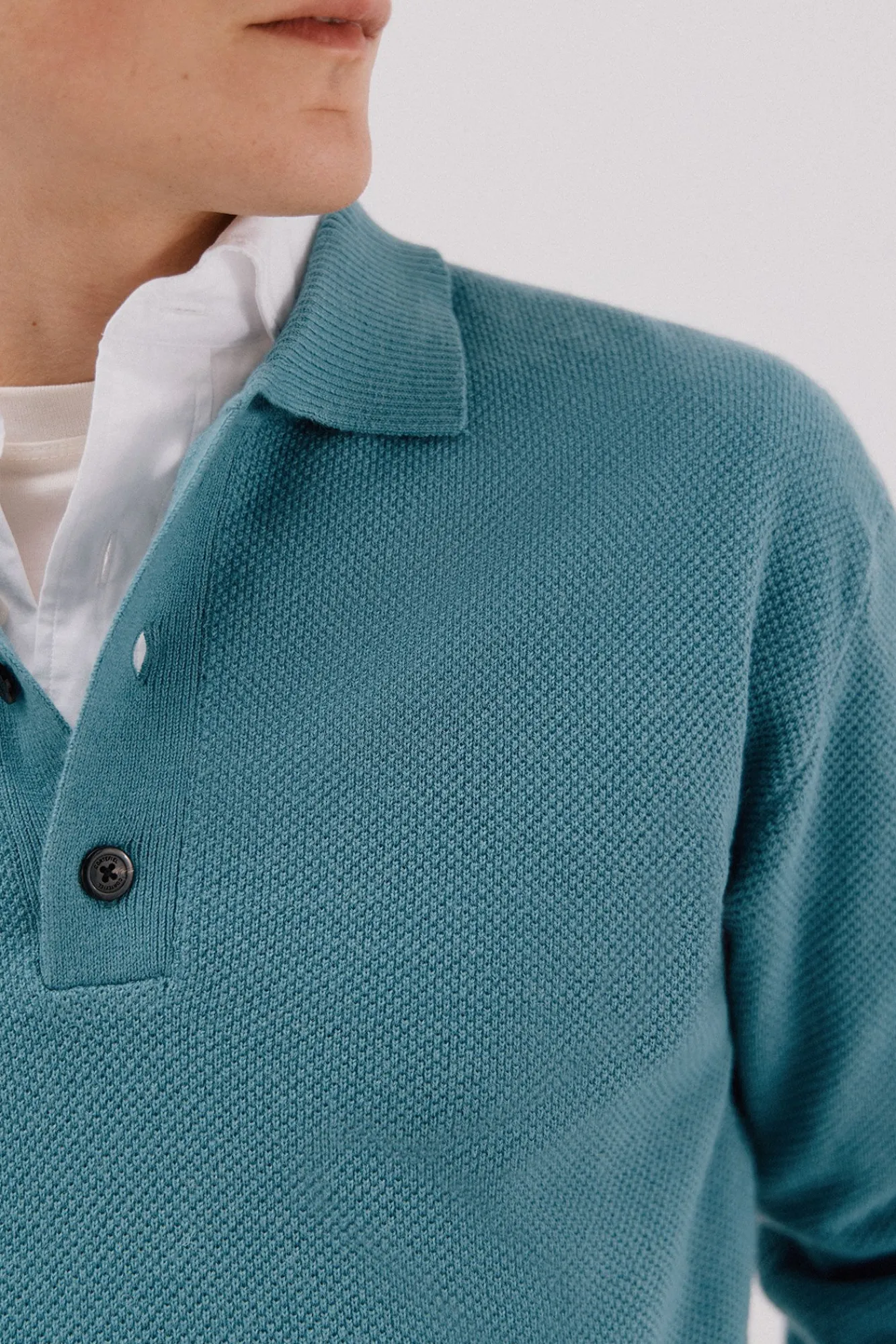 Hombre Cortefiel Jerséis>Jersey estructura lana cuello polo botones