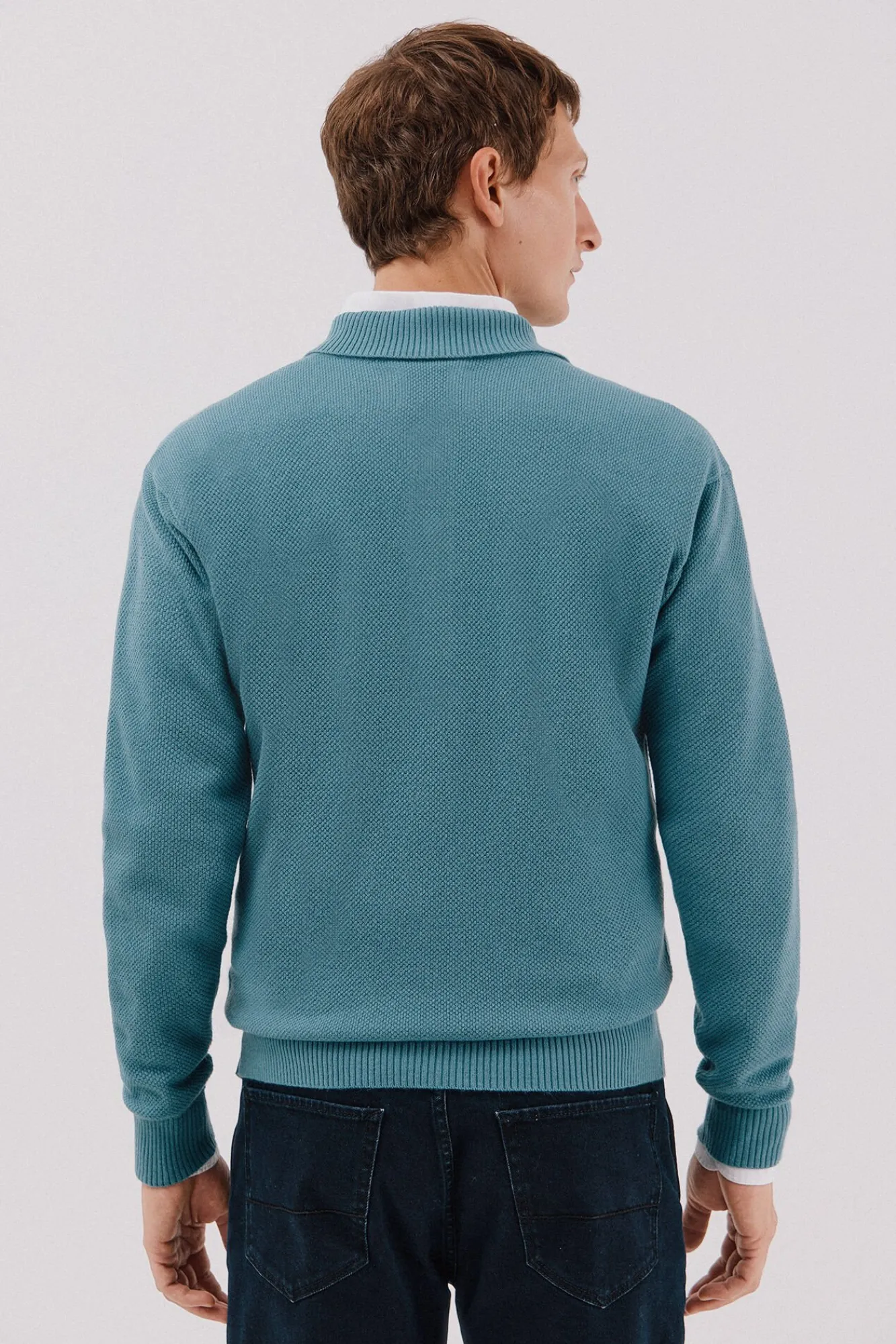 Hombre Cortefiel Jerséis>Jersey estructura lana cuello polo botones