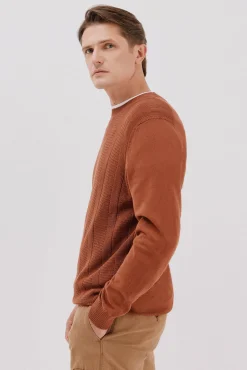 Hombre Cortefiel Jerséis>Jersey fino algodón trenzado cuello caja