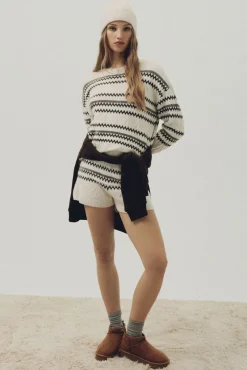 Mujer Springfield Jerséis>Jersey jacquard cenefas marrón