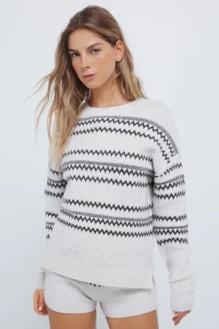 Mujer Springfield Jerséis>Jersey jacquard cenefas marrón