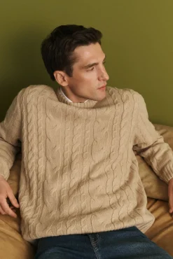 Hombre Cortefiel Jerséis>Jersey lana trenzado cuello caja