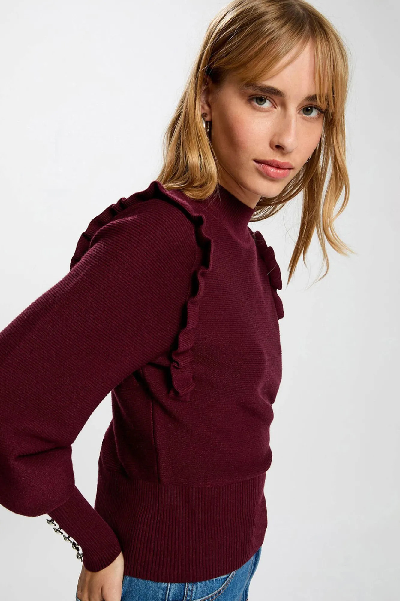 Mujer Morgan Jerséis>Jersey manga larga con volantes