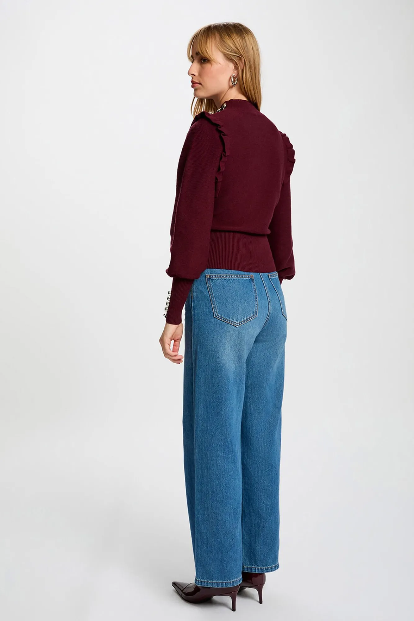 Mujer Morgan Jerséis>Jersey manga larga con volantes