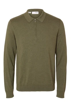 Hombre Selected Jerséis>Jersey polo media cremallera 100% algodón.