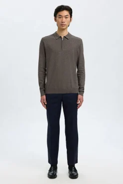 Hombre Selected Jerséis>Jersey polo media cremallera 100% algodón.