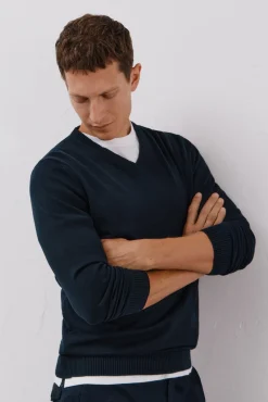 Hombre Cortefiel Jerséis>Jersey punto fino algodón cuello pico