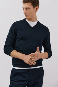 Hombre Cortefiel Jerséis>Jersey punto fino algodón cuello pico