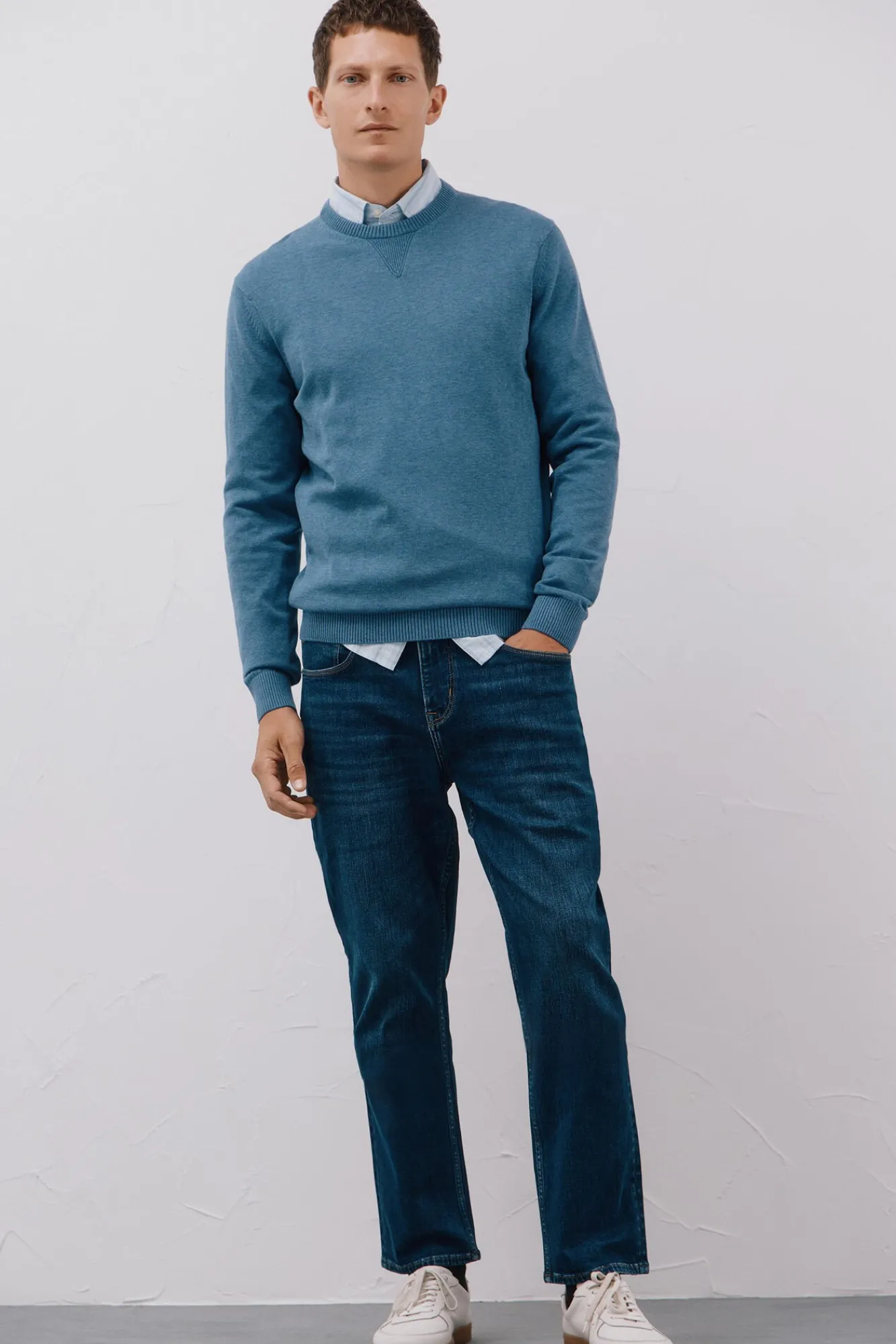 Hombre Cortefiel Jerséis>Jersey punto fino algodón cuello redondo