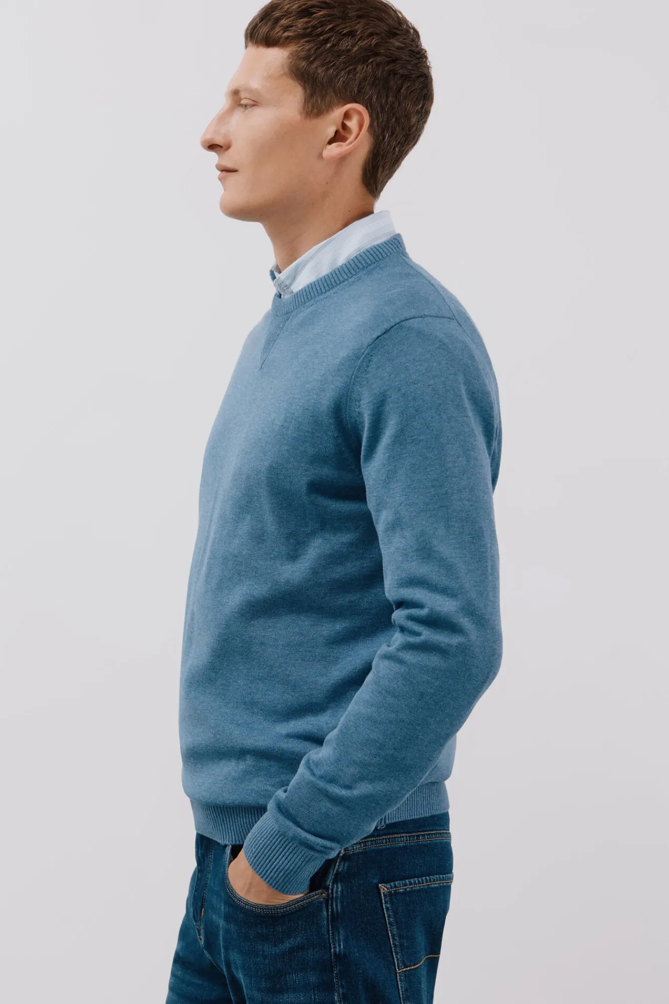 Hombre Cortefiel Jerséis>Jersey punto fino algodón cuello redondo