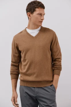 Hombre Cortefiel Jerséis>Jersey punto fino algodón cuello pico