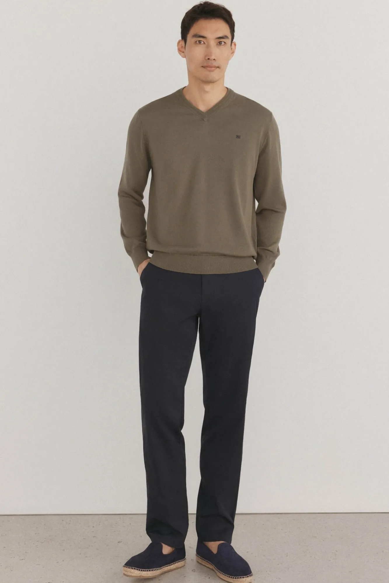 Hombre Pedro del Hierro Jerséis>Jersey punto fino algodón premium cuello pico