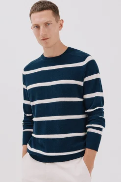 Hombre Cortefiel Jerséis>Jersey punto fino rayas cuello redondo