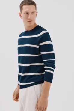 Hombre Cortefiel Jerséis>Jersey punto fino rayas cuello redondo